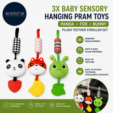 3 Baby sensorischer hängender Kinderwagen Spielzeug Panda Fuchs Hase Plüsch Beißring Kinderwagen Set Neu Strollers und Prams price
