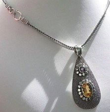 ✨SMART✨ 50g Sterling Silber 925 Voll HM Multi Edelstein Anhänger Fuchsschwanz Halskette Smart Necklace price