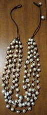 Süßwasser weiße Perle Cluster geknotet schwarz Kordel Halskette 23-25" 4-Strang schwer Smart Necklace price