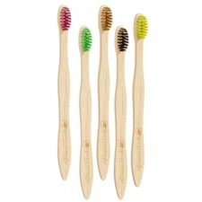 5x Bambus Zahnbürsten biologisch abbaubar Natur Holz umweltfreundlich mittlere Borsten Toothbrushes price