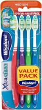 Neue Wisdom Xtra-Clean Zahnbürste (Medium) - 4er Pack Zahnbürsten Toothbrushes price