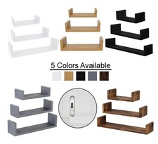 U-Form 3er Set Schwebende Wandregale Holz Vitrinenregal Aufbewahrung Zuhause Büro-Shelf Unit price