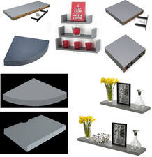 Grau Hochglanz Schweberegal Regal Vitrine Medien Eck Aufbewahrung Bücherregal Büro-Shelf Unit price