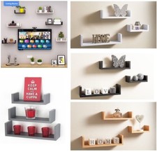 3er Set U Form Schweberegal Wandmontage Lagerraum Vitrine Regal Büro-Shelf Unit price