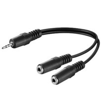 0,2m Audio Video 3,5mm stereo Y Kabel Klinke 2x Buchse Weiche Kupplung Verteiler Audiokabel price