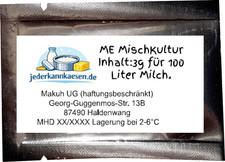 Käsekultur für 100 Liter Milch für Käseherstellung Inhalt 3g Käse price