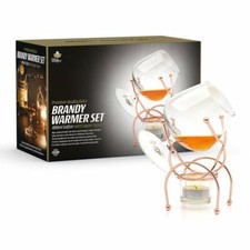 Brandy Cognac Schnüffler WÄRMER Glas & Kupfer Ständer Geschenkbox Becher Bar Set UK Traditional Beverages price
