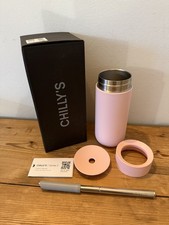 Chilly’s Switch Becher Edelstahl breit Strohhalmbecher rosa Brandneu UVP 35£ (R4 Cold Powdered Drinks price