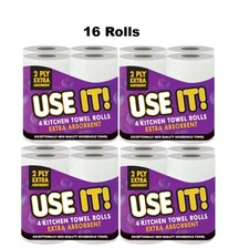Use It Küchenrollentuch 16 Rollen | starke weiße Papierhandtücher | Großpackung Paper Towels price