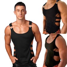 Herren Tank Tops Sexy Oberteil Ärmellos Unterhemd Cut Out Sporttop Muskelshirt Herren-Tanktops / Unterhemden price