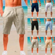 Herren Baumwolle Leinen Shorts kurze Hose Sommer Bermuda Jogginghose Strandhose Herren-Shorts price