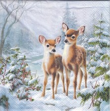 3 Lunch Papier Servietten Napkins (N8-4) klein Rehe im Schnee Napkin price