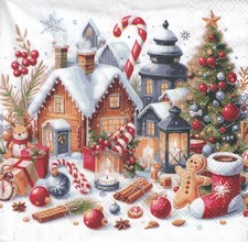 3 Lunch Papier Servietten Napkins (N9-3) Weihnachten Stadt - Lebkuchen Kerze Napkin price