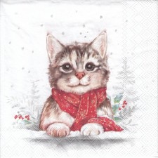 3 Lunch Papier Servietten Napkins (P3-9) Katze mit Schal Napkin price