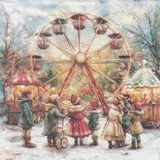 3 Lunch Papier Servietten Napkins (N8-17) Kinder Weihnachtsmarkt - vor Karussel Napkin price
