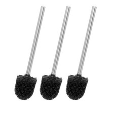 WC-Bürstengarnitur 3er Pack schwarze Köpfe, dichte Borsten, Edelstahlgriffe Toilet Set price