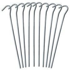 10 STÜCK Zelthering 18cm Stahl verchromt Erdnägel Tent Pegs Zeltnägel Zelthaken Tent price