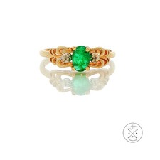 14 Karat Gelbgold Solitär Ring mit natürlichem brasilianischen Smaragd Größe 6,25 Diamond Solitaire Ring price
