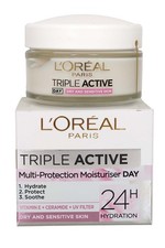 L'Oreal Triple Active Tagescreme 50ml Multi Schutz trockene empfindliche Haut Moisturizers price