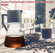 Neu Seitengriff Kaffeemaschine Glas Türkisch Arabisch Griechisch Kanne Tee Heizung 450ML Tea Makers price