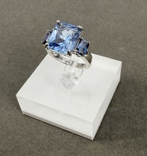 Edelstein König GSK 925 Sterling Silber Blautopas Drei Steine Ringgröße 5 5 g Gold Ring price