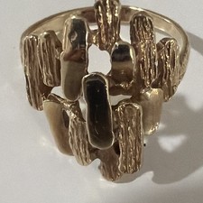 Vintage 1980er 10k Gelbgold strukturierter abstrakter Nugget Cluster Ring, Größe 7, 3g Gold Ring price