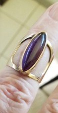 Unusual RING  Amethyst Elongated Stone Set In 9ct Gold Gold Ring price