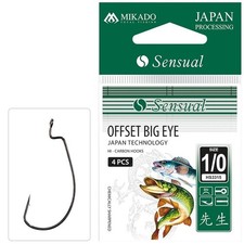 Mikado Sensual Offset Big Eye Jig Köder Angelhaken - Barbed - 4er Pack - alle Größen Fishing Hook (Jig) price