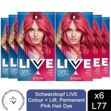 Schwarzkopf LIVE 2-in-1 Colour + Lift Permanent Haarfarbe Deep Coral L77, 6er Pack Hair Dye price