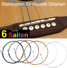 6x bunte Gitarrensaiten Stahlsaiten bunt Akustikgitarre Saiten OEM Neu Akustikgitarren price
