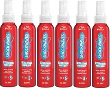 6 x Wella Shockwaves Styling Ultra Strong Rock & Hold 5 Gel Haarspray 150ml Hair Styling Spray price