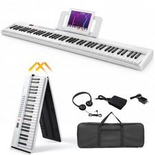 Faltbar 88 Tasten Halbgewichteten Digitalpiano mit Pedal Kopfhörer MIDI Weiß Digital Pianos price