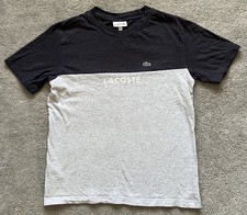 Lacoste Jungen T-Shirt Alter 14 164 cm schwarz grau Colourblock Rundhals Baumwolle Tee Jungen-T-shirt price