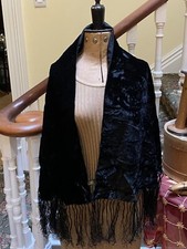 *ITALLISCHES SCHAL HALSTUCH SCHWARZ SAMT AUSSEN GEFÜTTERT MIT KREPP FRANSEN SEIDE OSTINELLI Shawl price
