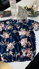 Only Damen Bluse L blau/rosa Blumenmuster Kurzarm Rundhals Basic Bluse price