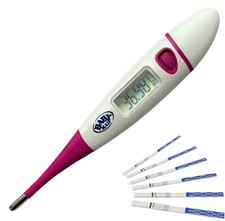Basalthermometer liest C oder F + 20 x SCHWANGERSCHAFT 10 mIU TESTS + ETUI + BBT-TABELLE Pregnancy / Ovulation Test price
