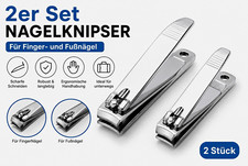 2er Set Nagelknipser ergonomisch aus Metall für Finger- & Fußnägel, silber Manicure / Pedicure Bedarf und Sets price