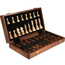 Premium Holz Schachspiel Klappbrett massiv Nussbaum Figuren klassisch Handarbeit Chess price