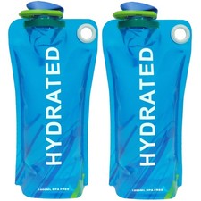 Faltbare Trinkflasche 1L Blau Karabiner Festival Wandern Camping 2 Stück Set Camping-Set & Festivalpaket price