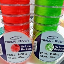 TRAUN RIVER Fluoro-Orange, Grün Fly Line Backing 20lbs  - 50/100/150... yds. YDS price