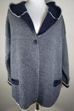 Mat de Misaine Strickjacke Wolle Alpaka Kapuze blau weiß FR XXL Mat price