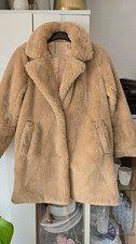 Amisu Damen Teddy Mantel beige Gr. 36 kurz Kunstfell gefüttert Knopf Taschen Damen-Mantel price