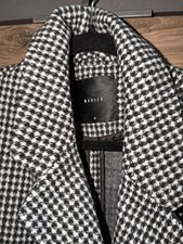 MOHITO Damen Mantel M lang Hahnentritt schwarz/weiß Wolle Knopf Business Damen-Mantel price