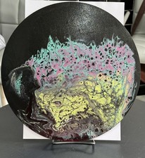 Original Acrylfarbe Gießen Abstrakte Fluid Art auf Holzscheibe Paints price