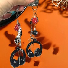 Cute Music Headphones Shaped Bow Keychain Pendant Phone Chain Bag Accessory Gift Unisex Headphones price