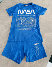 H&M Jungen Pyjama-Garnitur NASA 2-tlg Kurzarm Jersey Blau/Weiß 122/128 Jungen-Pyjama price