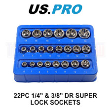 US PRO Tools Super-Lock flacher Steckschlüsselsatz 22-teilig 1/4" 6-13 mm & 3/8" 6-19 mm 1398 Socket Set price