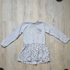 Lupilu Mädchen Jerseykleid grau Punkte Herz-Love Aufdruck Langarm Gr. 98/104 Mädchen-Jersey price
