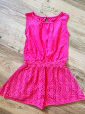 🌸 süßes Mädchen Jersey Sommer Kleid Spitze Korallen rot Gr.128 Mädchen-Jersey price