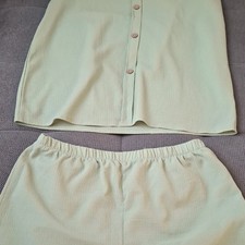 Damen Schlafanzug Babydoll 2-teilig Beige Gr. L Polyester Knöpfe uni Babydoll price